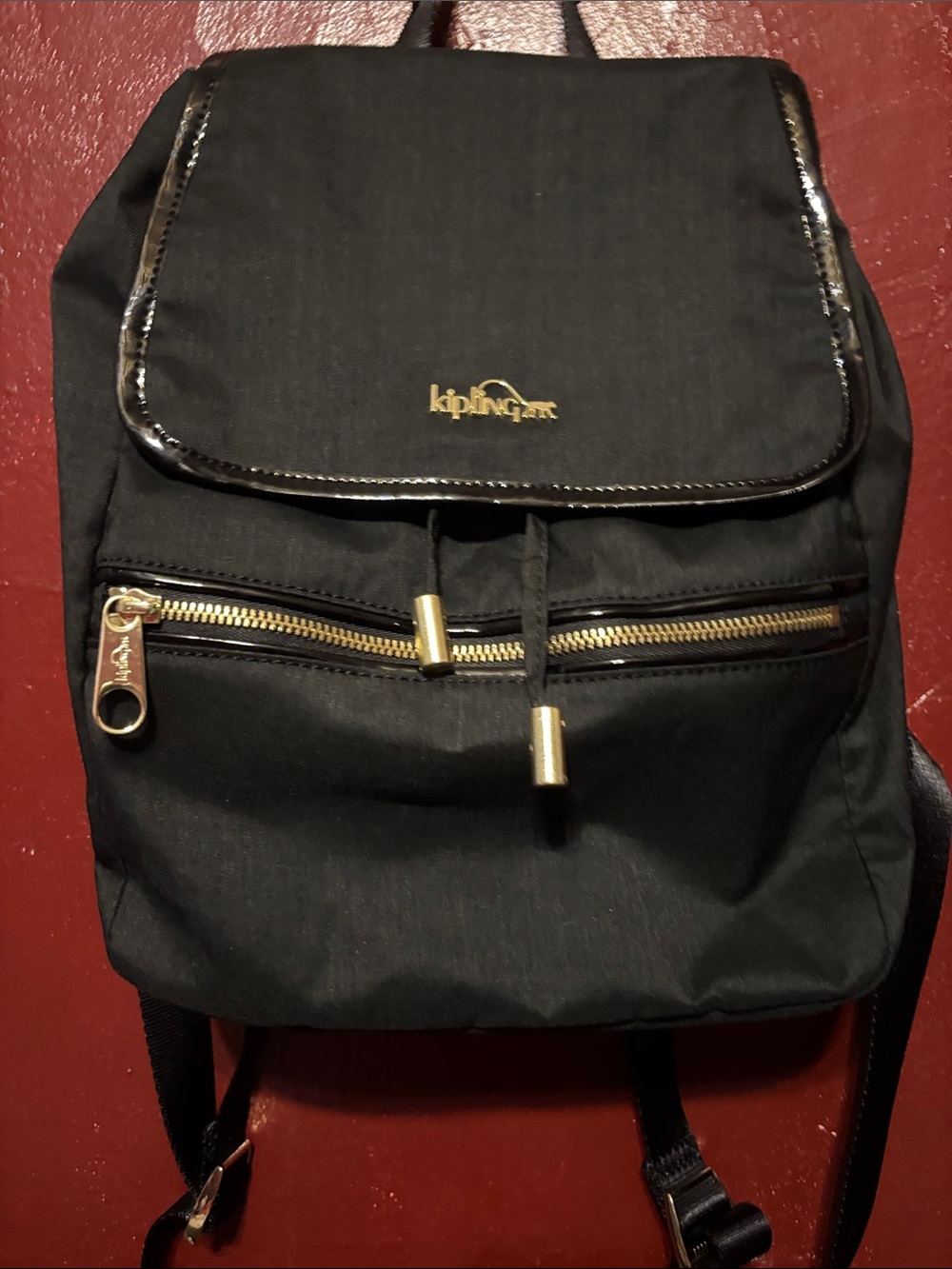 Kipling Black Backpack with Gold Accents